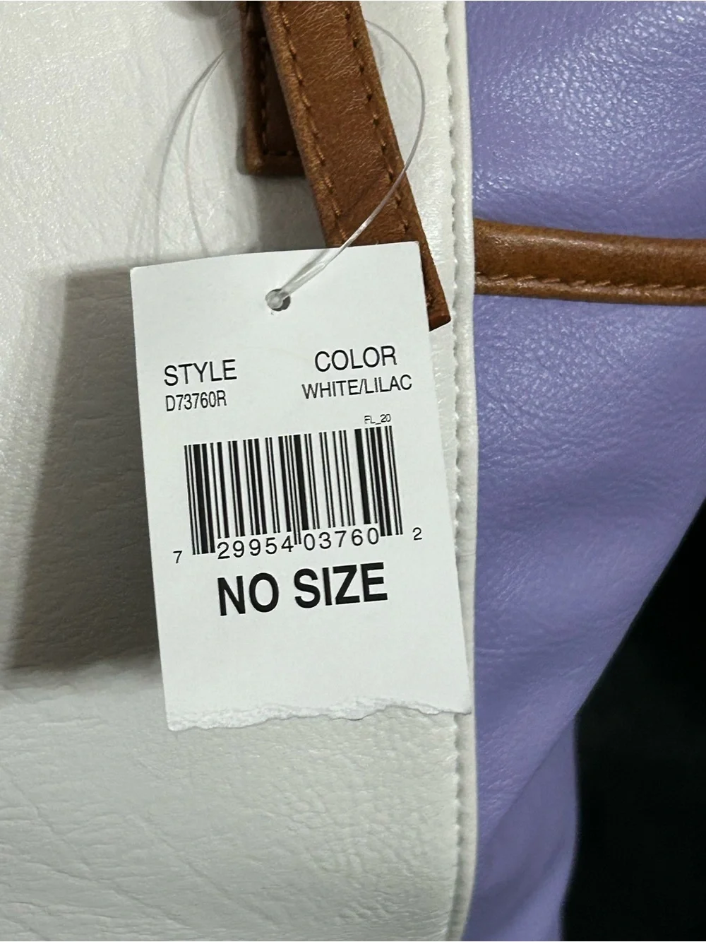 Women’s White & Lavender Tote Bag with Brown Trim & Gold Accent NWT